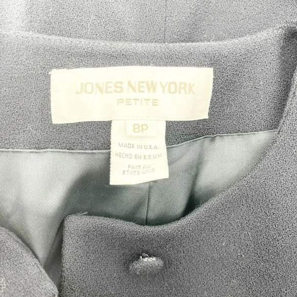 Jones New York Mid Length Blazer Jacket Women's Size 8P Black Collarless - Picture 3 of 4